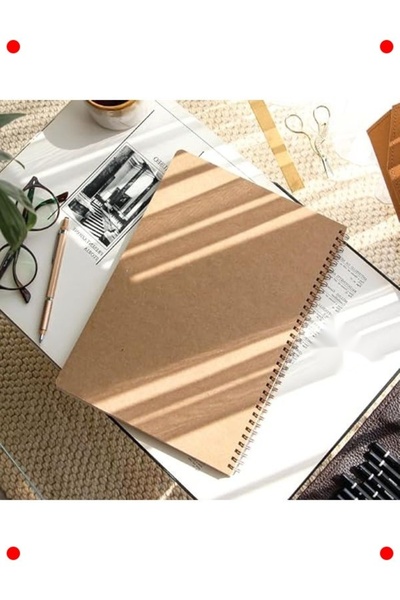 markentegra دفتر ملاحظات بغلاف كرافت مربع مقاس A4، 70 ورقة