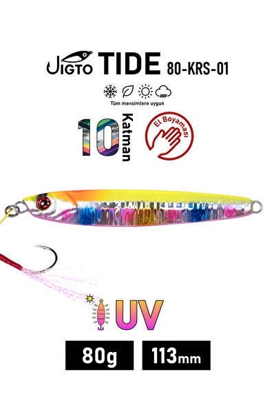 JIGTO Jig, Zoka, Suni Yem, UV Metal Jig, 80Gr 11cm Tide 80-KRS-01