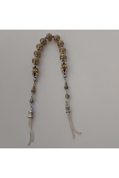 aytens Master Crafted Zamak Zaza Prayer Beads with Brass Inlay and Natural Stones - Special Design