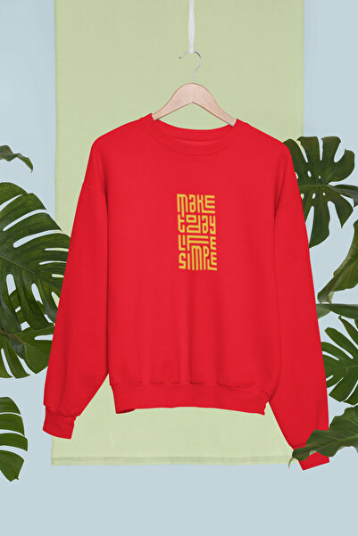 MG Make Today Life Simple Printed Cotton Long Sleeve 3 Thread Sha Fleece-Lined Nisex Sweatshirt