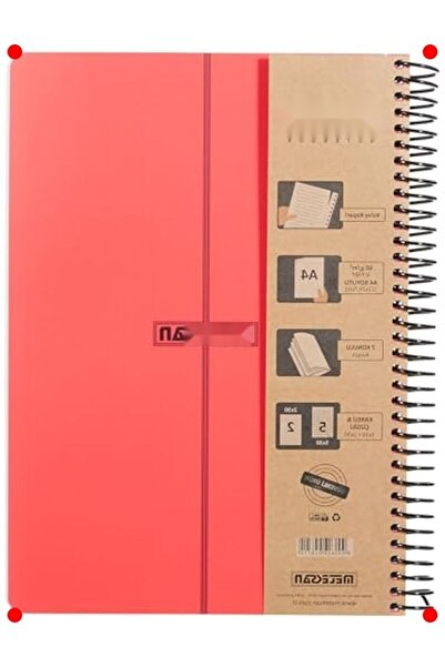 markentegra دفتر حلزوني مقسم مقاس A4 - 7 مواضيع، غلاف أحمر من البولي بروبيلين