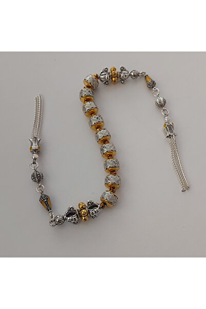 aytens Master Crafted Zamak Zaza Prayer Beads with Brass Inlay and Natural Stones - Special Design