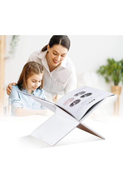 ALAYRA International Clear Acrylic Cookbook Stand 17.5x24 cm – X-Shaped Book Holder & Display Rack