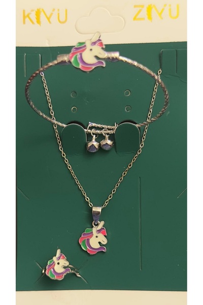 TChic Unicorn Necklace Ring Bracelet Jewelry Set for Kids