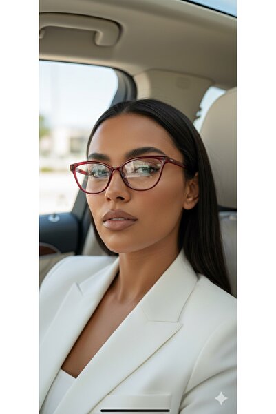 PİYESBOUTİQUE Ariana Cat Eye Cat Eye Bone Transparent Women Men Unisex Blue Light Protecting Screen Glasses Eyewear