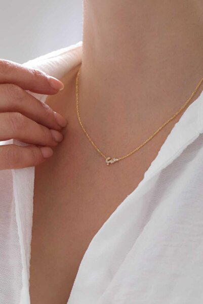 Ayno Zarif Minimal Taşlı Harfli Gümüş Kadın Kolye