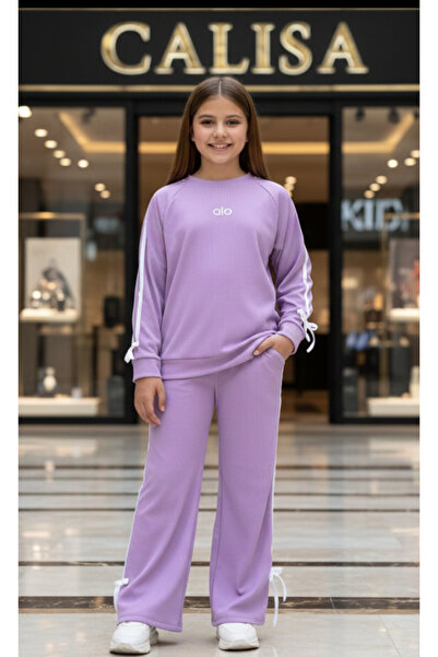 Calisa Girl's Alo Bottom Top Lilac Tracksuit Set (Oversized) 6-16 Years Old