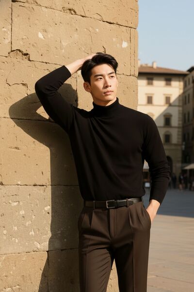 COMBİNE MİCHAİL Чоловічий повсякденний стильний розслаблений чорний трикотажний светр