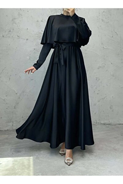 Asya Karen فستان سهرة من الساتان مع تفاصيل الكاب والحزام