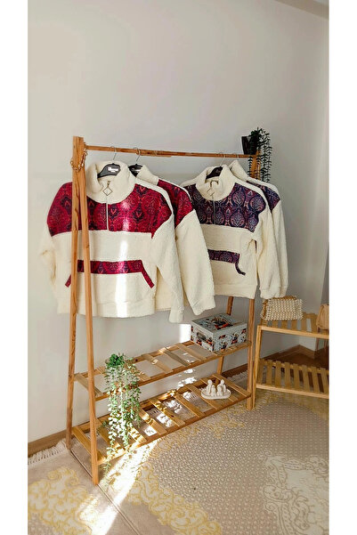 Ronyes Heba Butik jakar desenli sweatshirt bordo