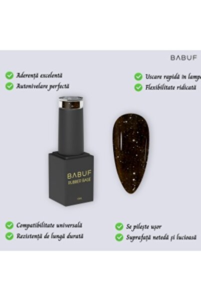 BABUF Rubber Base Glitter - Mocha Secret (RBG 20), 15 ml