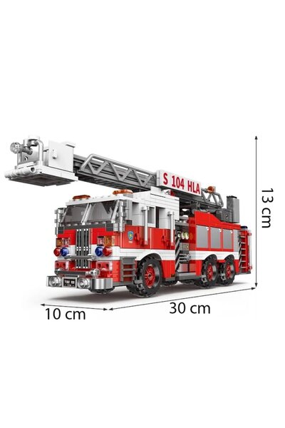 OEM Fire Truck Building Set with Rotating Ladder, 711 Pieces, for Kids 6+