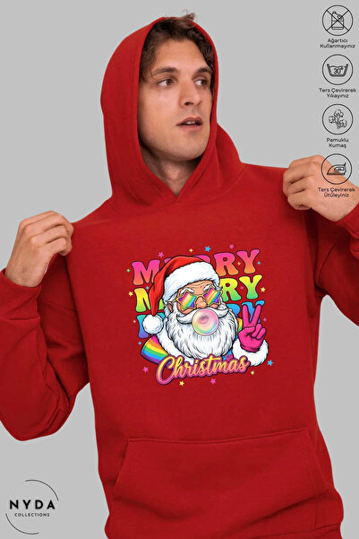 Nyda Collections Unisex Hoodie με μακρυμάνικο φούτερ Άγιος Βασίλης Χριστουγεν...