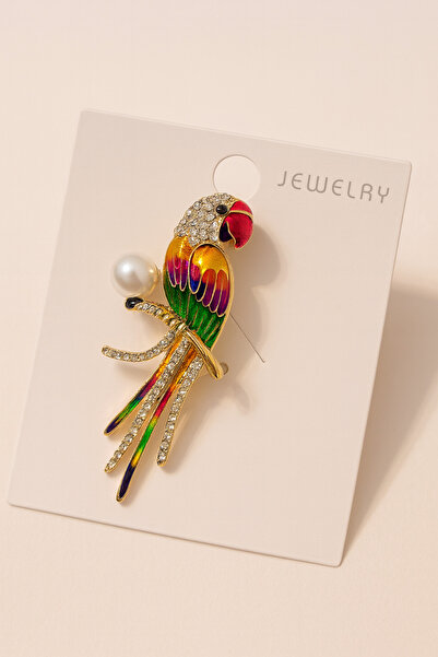 Lanuna Renkli Papağan İnci Detaylı Broş