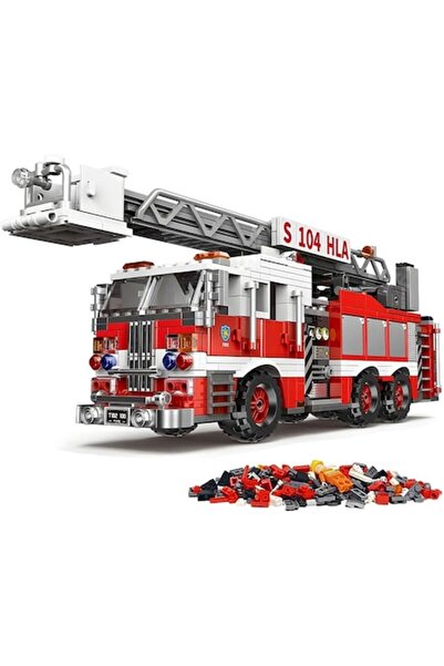 OEM Fire Truck Building Set with Rotating Ladder, 711 Pieces, for Kids 6+