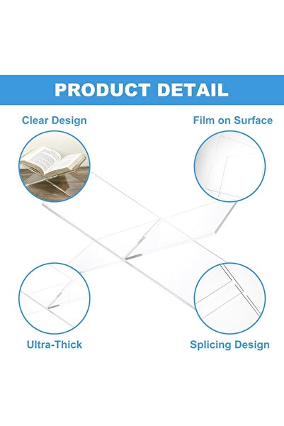 ALAYRA International 2-Pcs Clear Acrylic X-Shaped Book Stand 28×15.5×15.5 cm – Textbook & Cookbook Holder