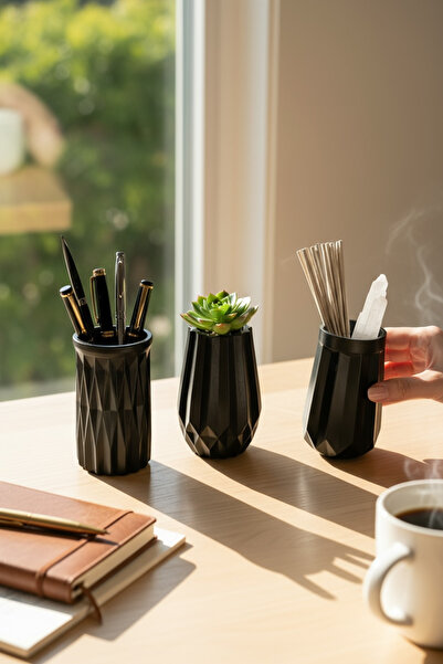 srs dizayn طقم مزهريات ثلاثية من الرخام المصبوب على الطراز الاسكندنافي