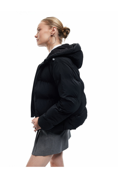 Koton Hooded Water Repellent Puffer Coat with Long Sleeves and Zipper Pockets