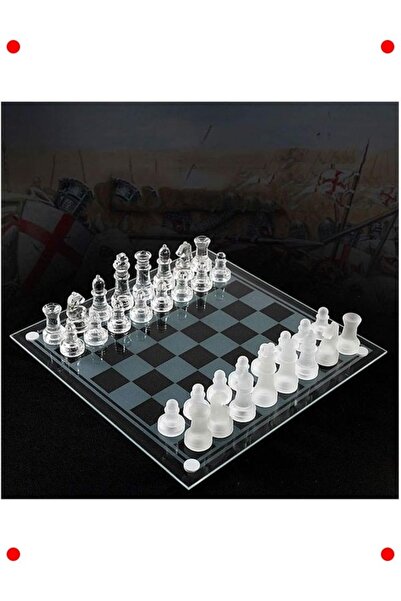 larstkas Şık Cam Satranç Takımı - Dekoratif Heelik (20x20cm)