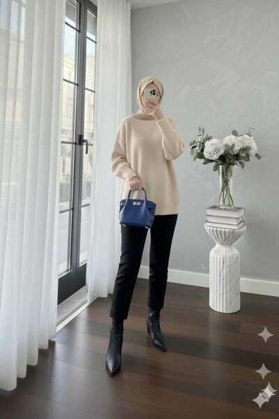 lizge giyim Women's Premium Oversized Trend Trico Sweater