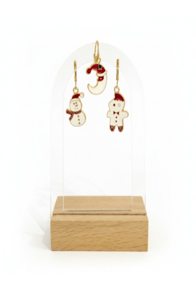 Alyas Aksesuar أقراط مينا مكونة من 3 قطع بطابع السنة الجديدة