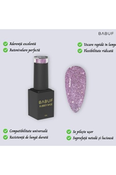 BABUF Diva Lila Rubber Base 15ml – Pastel Lila Self-Leveling Base with Discreet Reflections