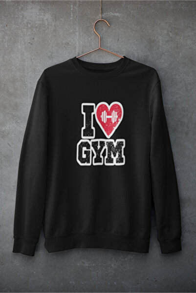 MG سويت شيرت LOVE GYM مطبوع من القطن بأكمام طويلة وثلاث خيوط شا مبطن بالصوف ن...