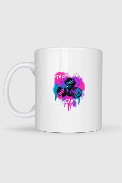 Bahriyeli Collection This Is My Therapy Dumbell Fitness Gym Printed Mug Cup