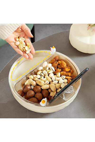 Flippy Two-layer Bowl for Fruits and Vegetables, Drainage Layer, 22.4x9 cm, Cream