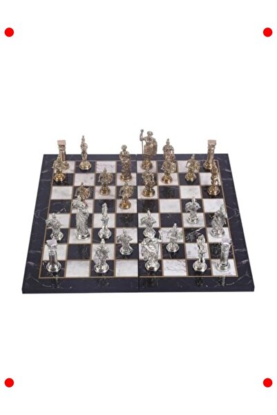 markentegra مجموعة شطرنج رومانية معدنية كبيرة الحجم بنمط رخامي
