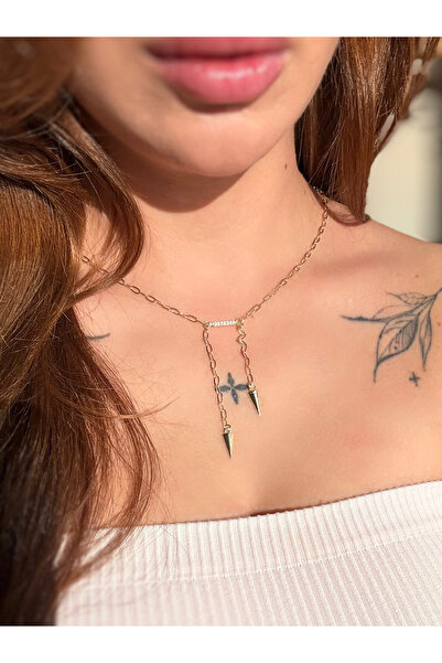 lesuvera VIP Gold Ayarlanabilir Sallantılı Şık Zincir Y Kolye 14K