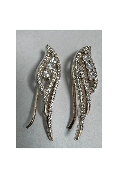 Jolie Silver 925 Sterling Silver Earrings, 3.31 g, Wing-on-Lobe with Stones,
