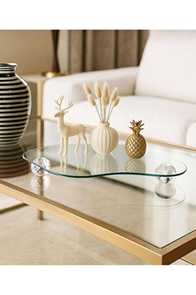 Mgs Decorative Glass Organizer Bathroom Coffee Table Top Makeup Organizer Tray Crystal - Diamond Round Model Ball