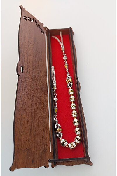 aytens Master Crafted Zamak Zaza Prayer Beads with Brass Inlay and Natural Stones - Special Design