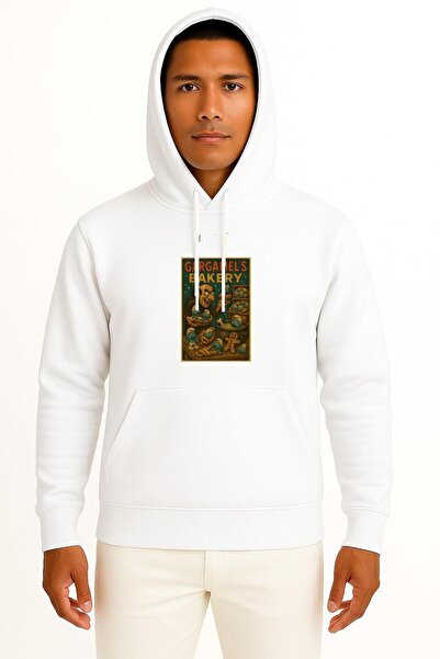 Bahriyeli Collection Hooded Gargamel and the Smurfs' Oven Chest Printed Unisex Sweatshirt