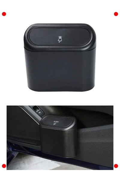 markentegra سلة مهملات داخل السيارة مع غطاء - منظم أسود متوافق