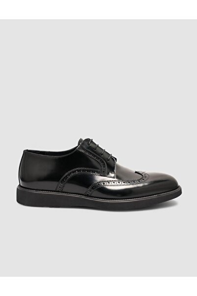 Cabani Genuine Split Leather Men's Black Classic Shoes