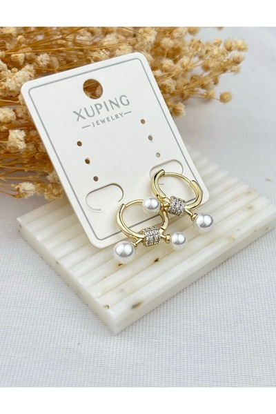 XUPING JEWELRY Jewelry Store Model Vip Series Ring and Pearl Model Steel Earrings