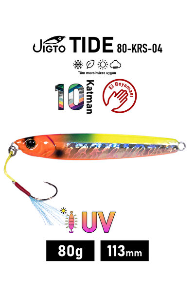 JIGTO Jig, Zoka, Suni Yem, UV Metal Jig, 80Gr 11cm Tide 80-KRS-04