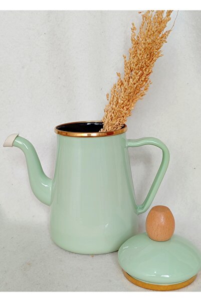 EBRULİEMAYE Mint Vintage Decorative Enamel Coffee Pot 1 Liter Milk Jug Pitcher Oil Pot Camping Teapot