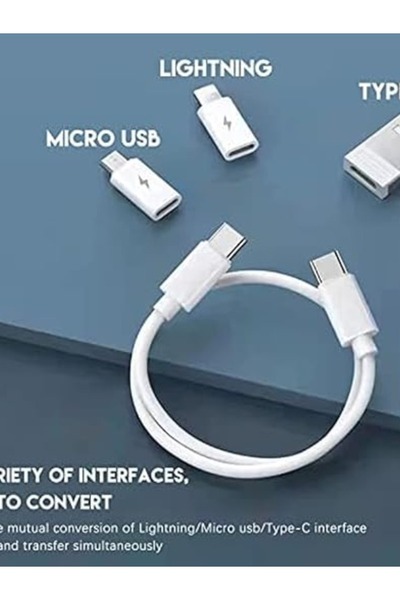 OEM 5-in-1 Portable Kit with USB-A/USB-C/Lightning/Micro-USB Adapters for Phone and Tablet, White