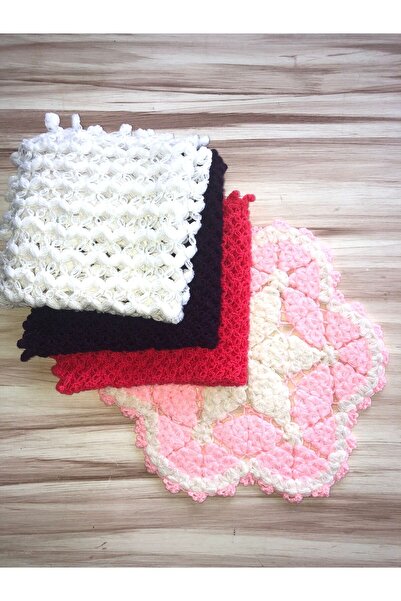 MOR TIRTIL el örgüsü banyo lifi sabun bezi 4 lü set çeyizlik gelin işi