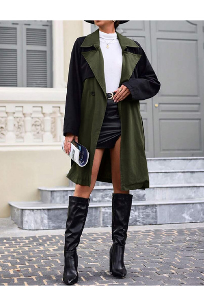 Evendi Trench coat, green/black