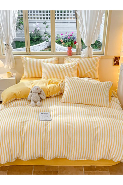 CAQQA مجموعة شاين لغطاء لحاف مزدوج |   ملاءة سرير مطاطية