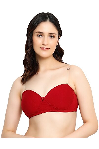 RAJNI Women's Teens Strapless Bra Cotton Lycra Soft Stretch Padded Seamless WireFree Removable Straps