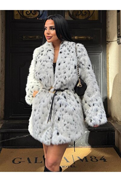 maymagaza Larissa Kürk Benekli Beyaz