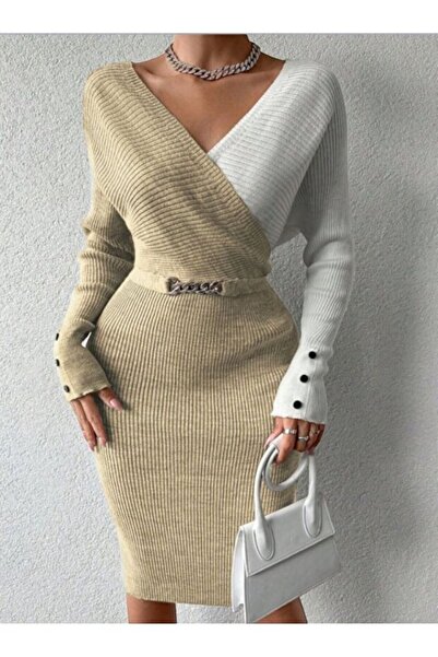 Cistern İstanbul Women's Color Block Knitwear Dress