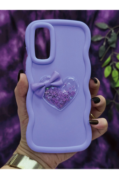 Magic Ring حافظة هاتف سامسونج جالاكسي S20 FE متوافقة مع تصميم القلب والشريط اللامع باللون الأرجواني الفاتح