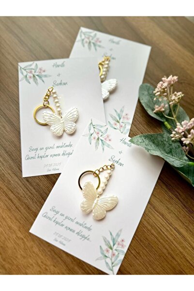 Mapel 20 adet süslemeli kelebek anahtarlık düğün, nişan, doğum, Mevlüt, kına ...