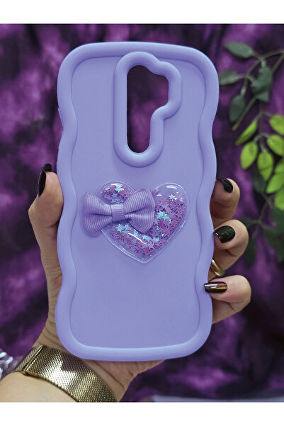 Magic Ring حافظة هاتف ريدمي نوت 8 برو المتوافقة مع نجمة القلب والشريط اللامع باللون الأرجواني الفاتح